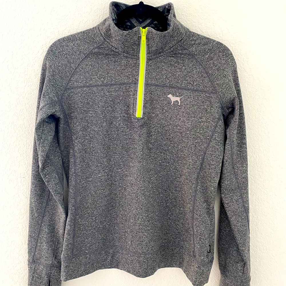 PINK Victoria’s Secret Women’s Gray Half Zip Sweatshirt. Size:M Great Condition